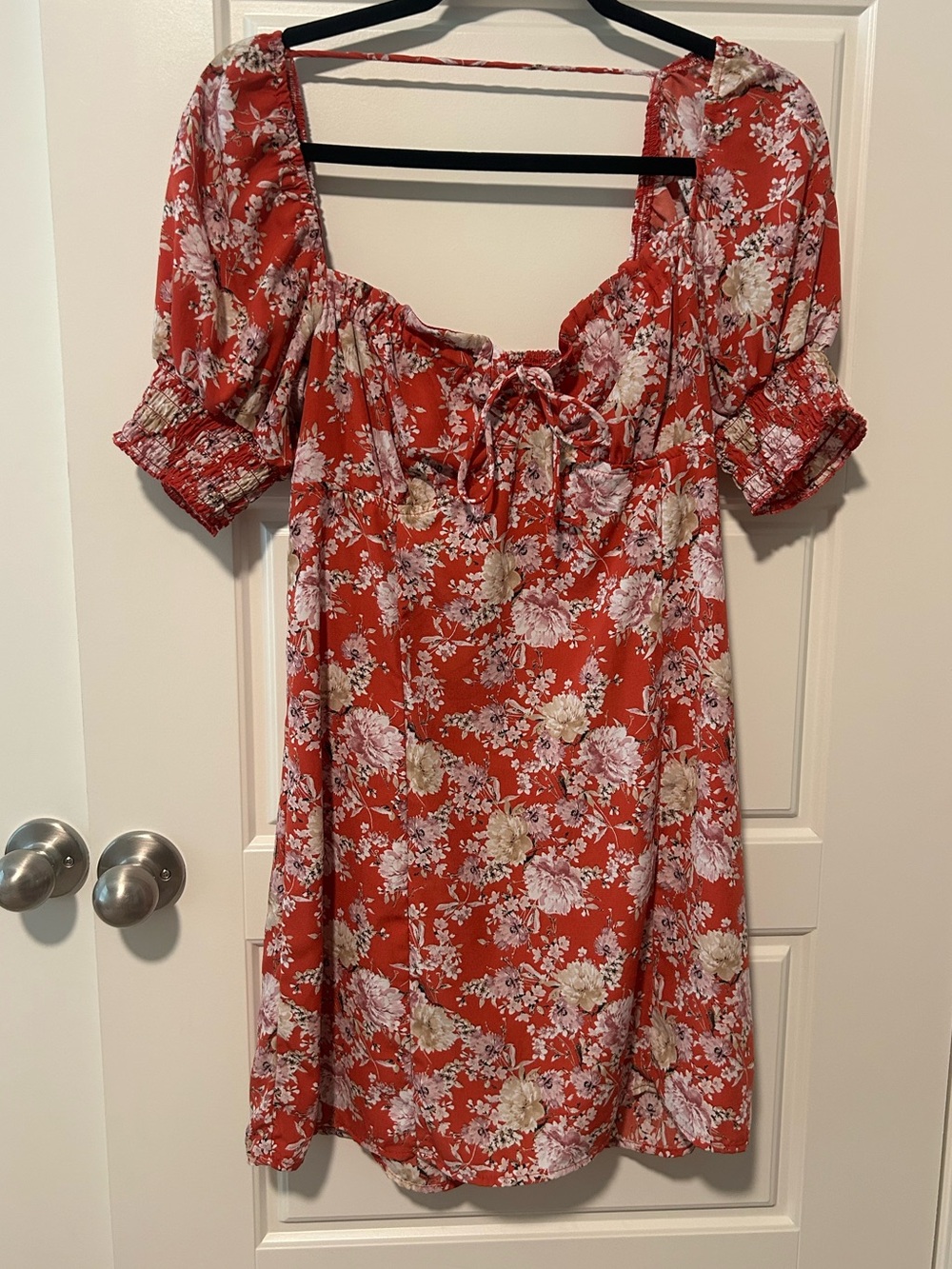 Trixxi Red Floral Tie-Front Mini Dress